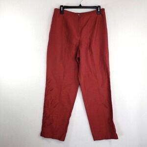 Susan Bristol Embroidered Pants Womens Size 12‎ Red Trousers Floral Office Work